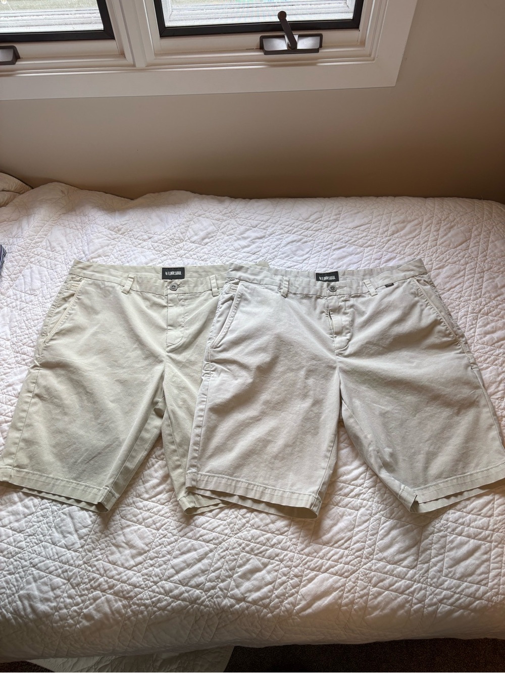 Linksoul Men’s Golf Shorts x2 Size 36 Light Stone/taupe Khaki Performance Casual